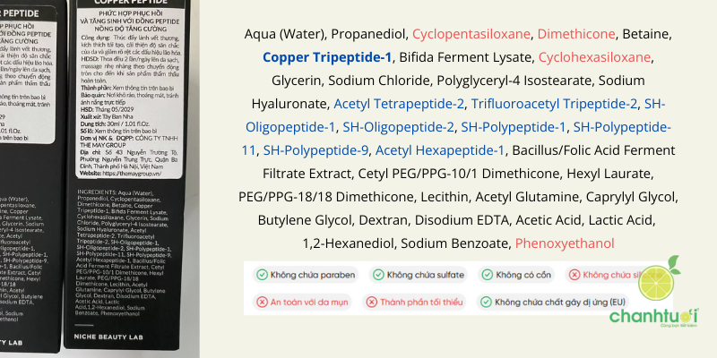 Theramid Copper Peptide thành phần