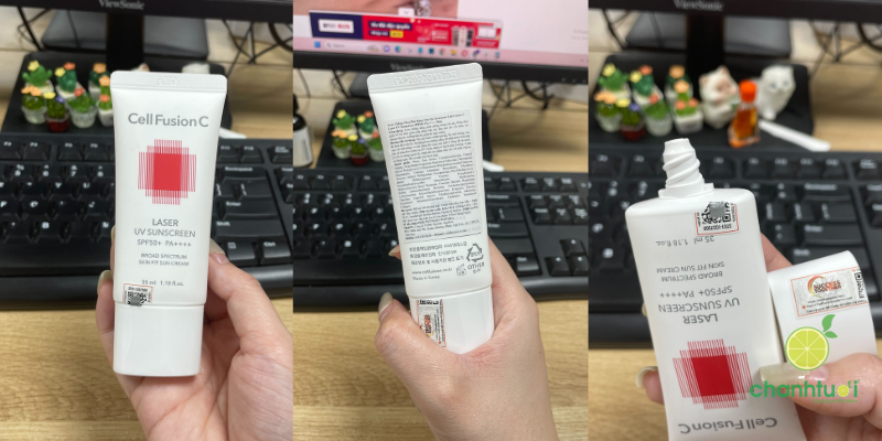 thiết kế kem chống nắng Cell Fusion C đỏ