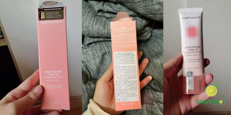 thiết kế kem chống nắng Cell Fusion C hồng cam