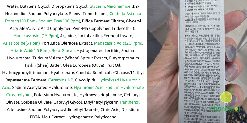 Tinh chất BEPLAIN PDRN Rau Má thành phần