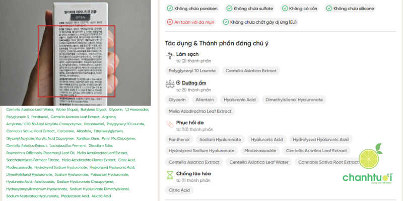 Tinh Chất Rau Má Elravie thành phần (2)