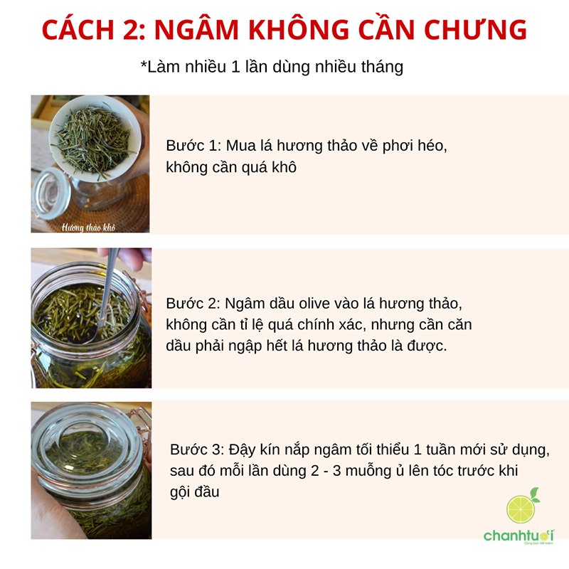 ủ tóc với dầu oliu và cây hương thảo cách 1-1