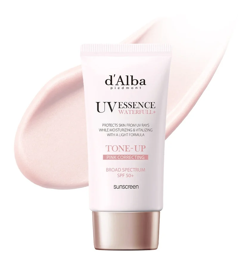 D’ ALBA PIEDMONT UV Essence Waterfull+ Sunscreen, Tone-up Pink Correcting, SPF 50+