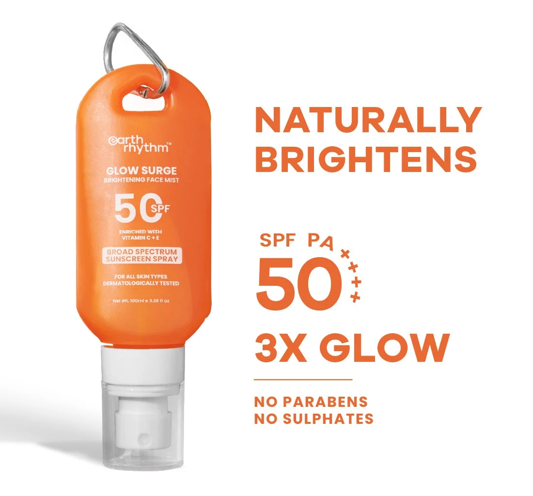 Earth Rhythm Glow Surge Brightening Broad Spectrum Sunscreen Spray SPF 50 With Vitamin C & E