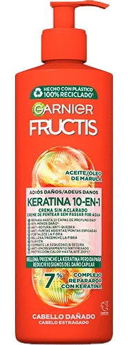 Kem dưỡng tóc Garnier Crema Sin Aclarado Fructis Adiós Daños 10-en-1 Con Aceite De Marula