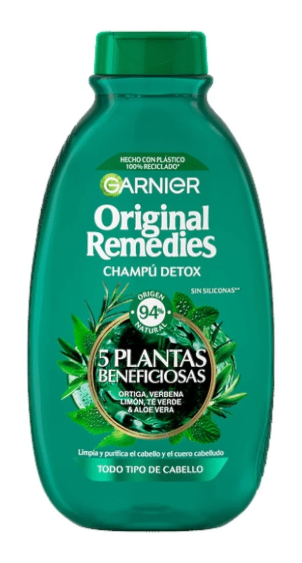 Dầu gội thải độc Garnier Original Remedies Té Verde & 5 Plantas Champú Para Pelo Normal