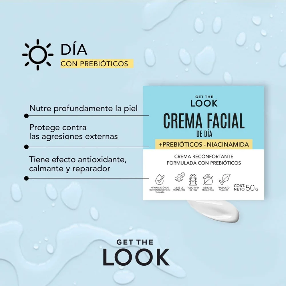 Get the look Crema Facial De Día + Prebióticos + Niacinamida