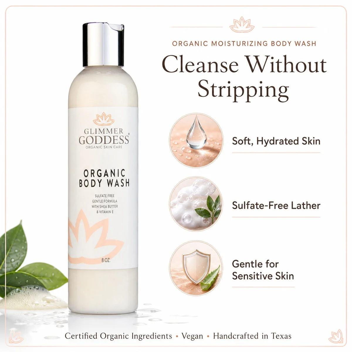 Glimmer goddess Organic Moisturizing Body Wash