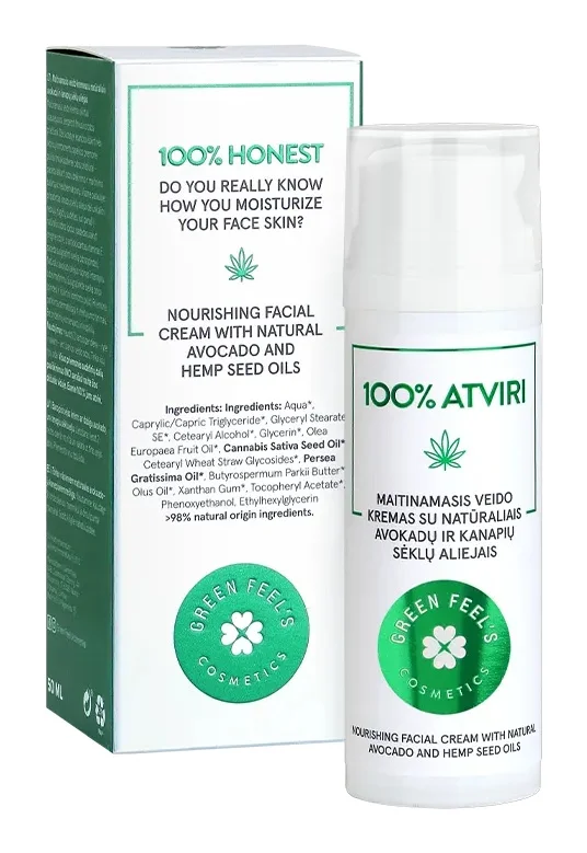 Kem dưỡng dành cho mặt Green Feels Nourishing Facial Cream With Natural Avocado And Hemp Seed Oils