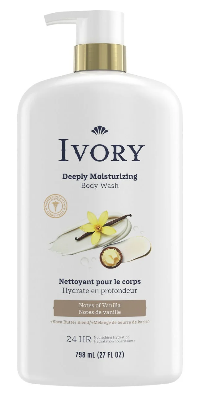 Ivory Deeply Moisturizing Body Wash, Notes Of Vanilla Scent