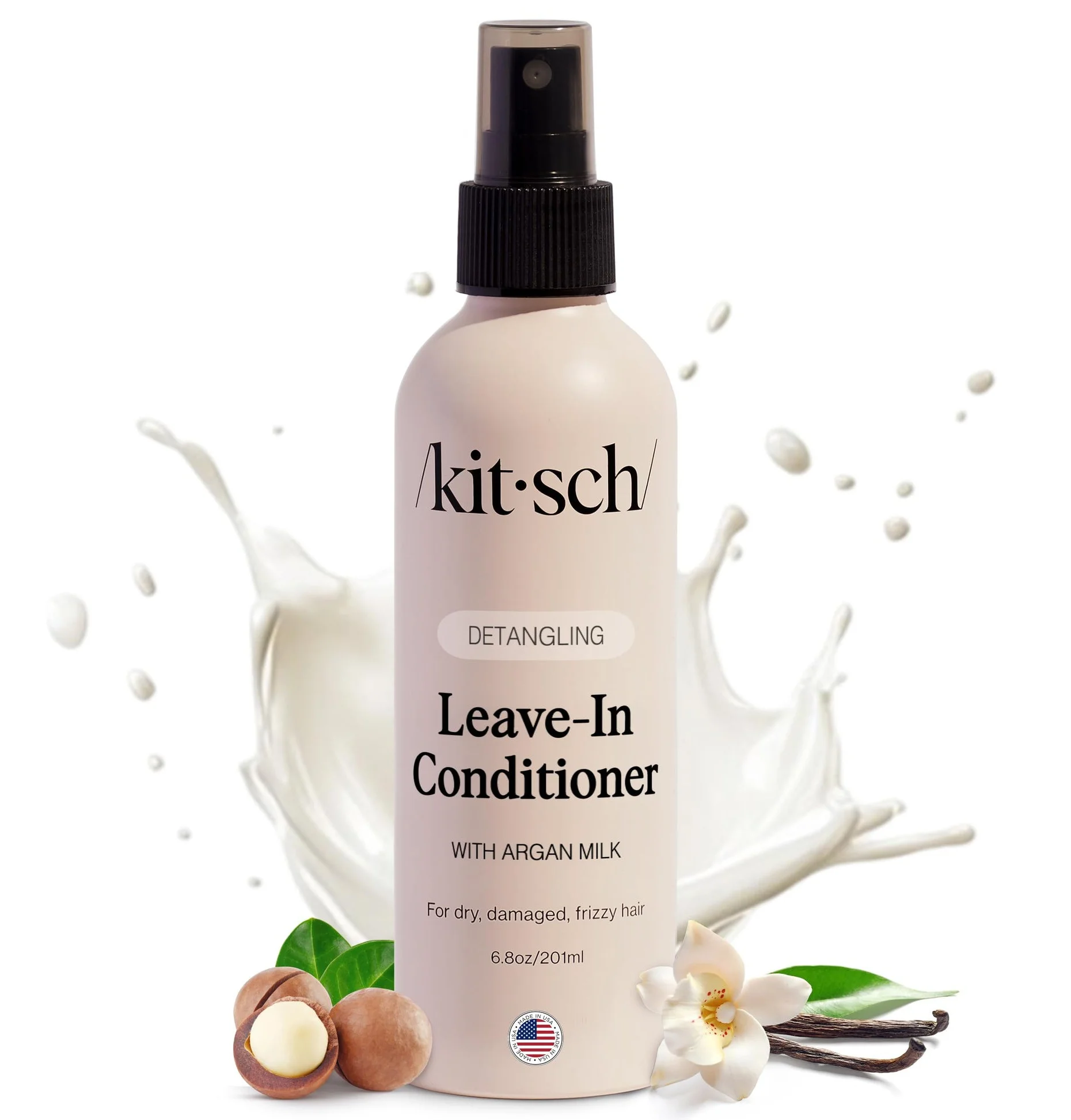 Xịt dưỡng tóc không xả Kitsch Argan Milk Leave In Conditioner Spray – Hair Detangler Spray