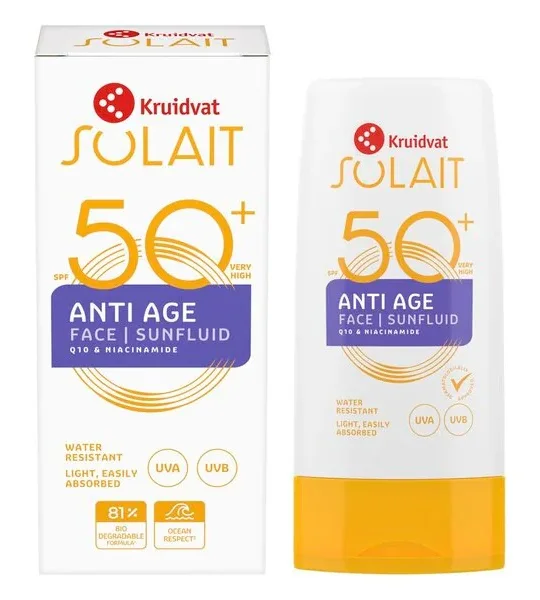 Kem chống nắng chống lão hóa Kruidvat Solait Anti-Age Face Sunfluid
