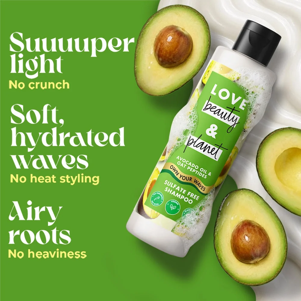 Dầu gội Love beauty and planet Avocado Oil & Peptide Waves Shampoo