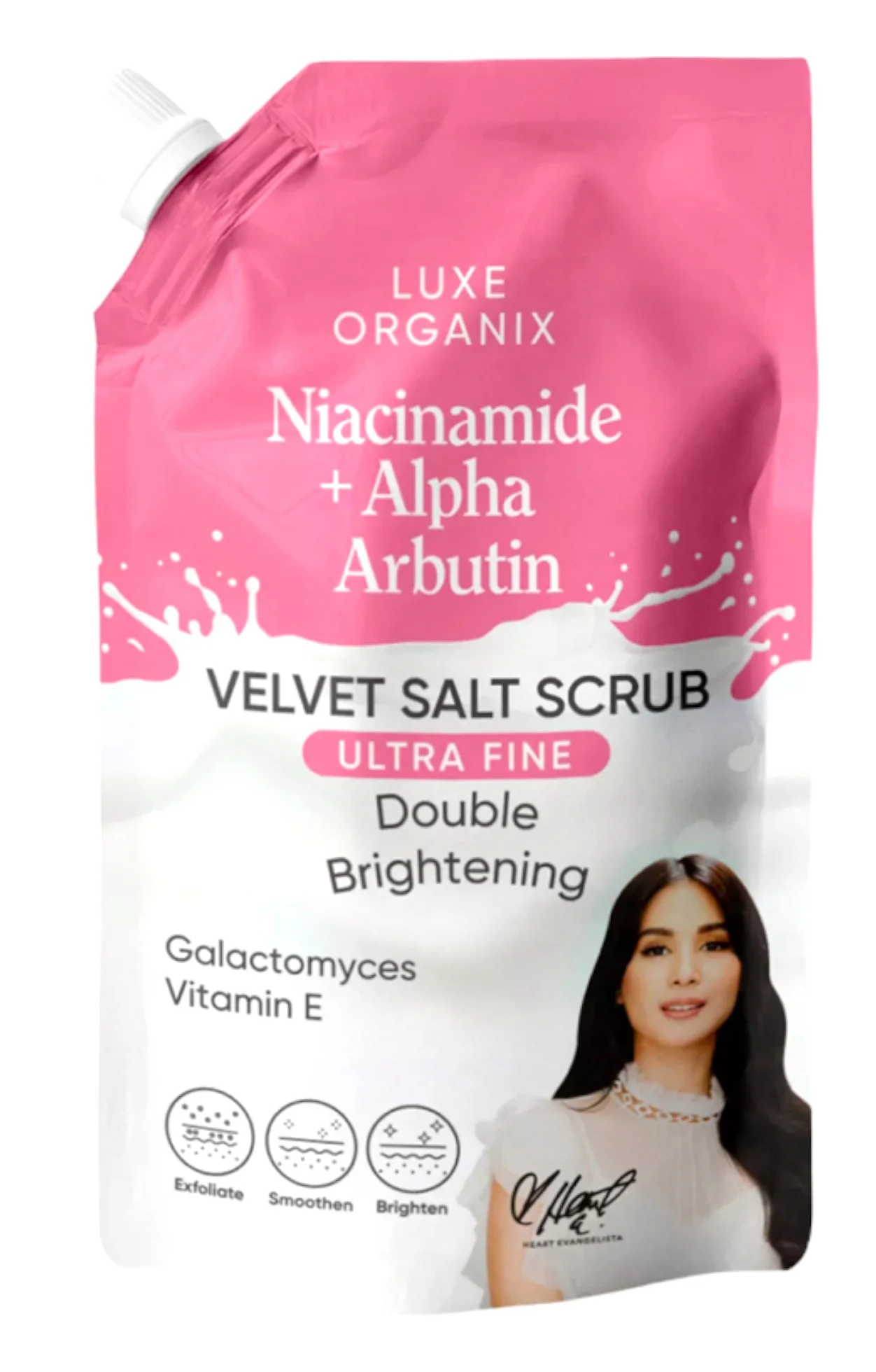 Tẩy da chết Luxe Organix Niacinamide + Alpha Arbutin Velvet Salt Scrub Ultra Fine