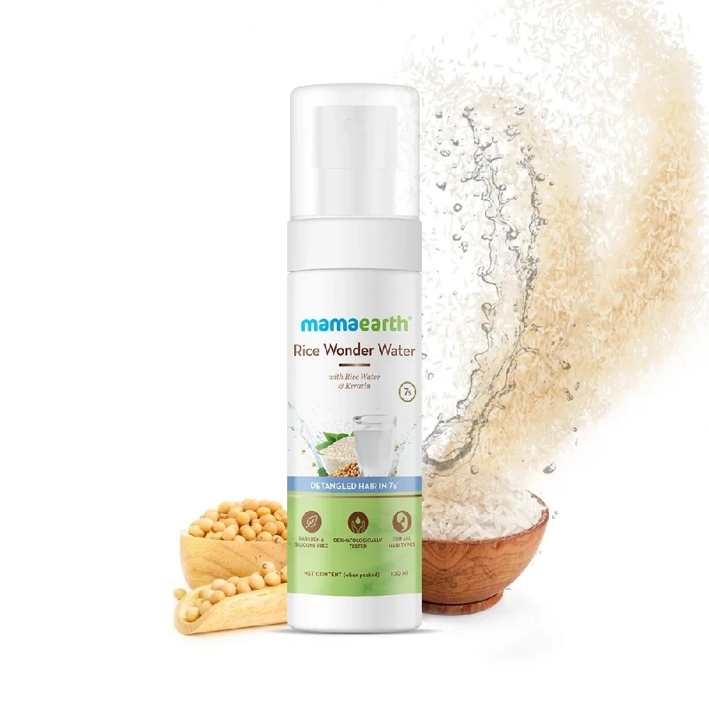 Mamaearth Rice Wonder Water With Rice Water & Keratin For Detangled Hair In 7 Seconds
