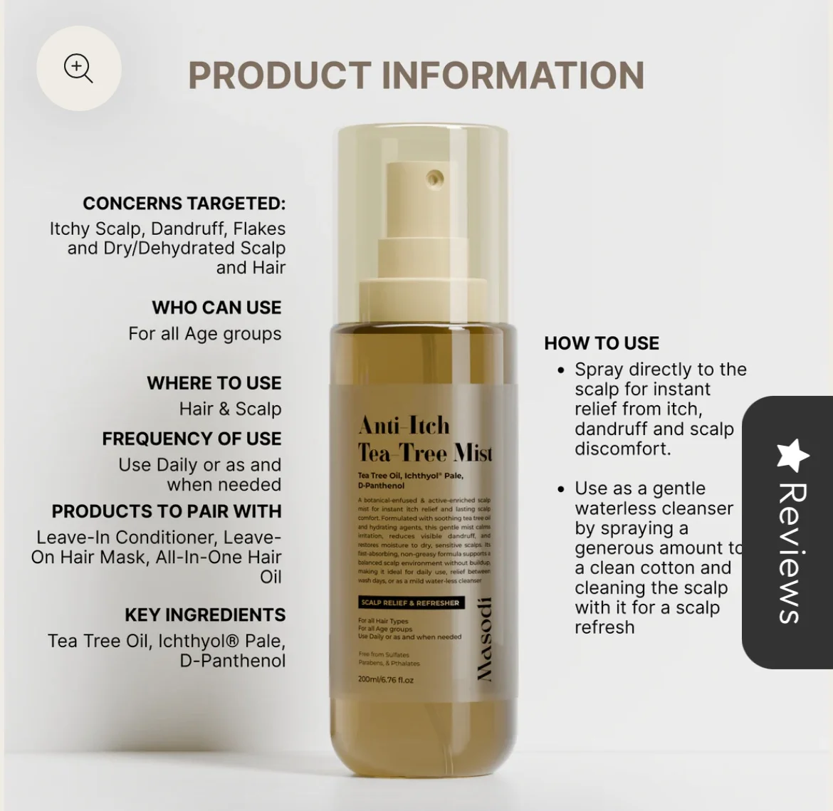 Masodi Anti-itch Tea Tree Hair & Scalp Mist