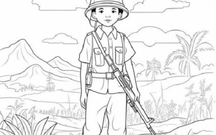 tranh tô màu chú bộ đội-3