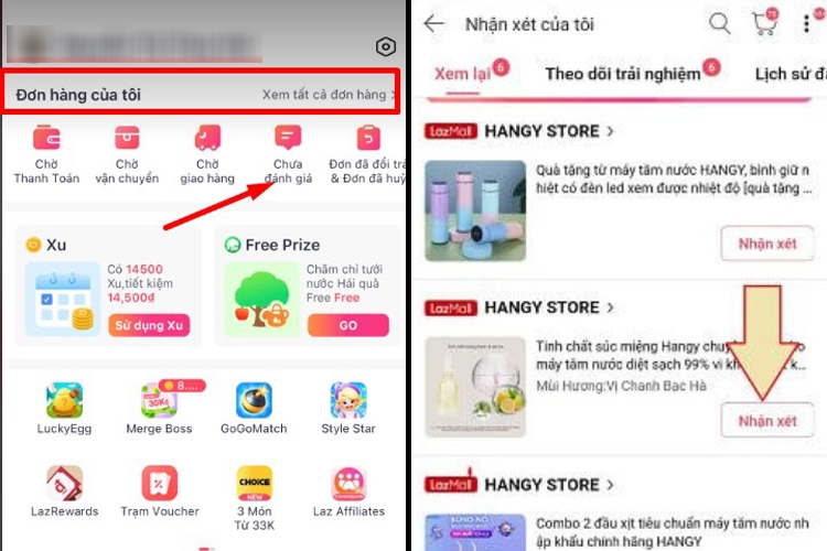cach danh gia don hang lazada