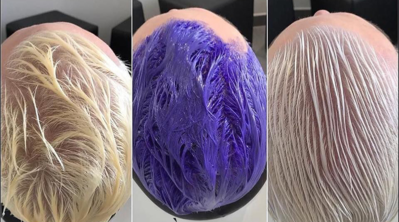 cách dùng dầu gội tím 1