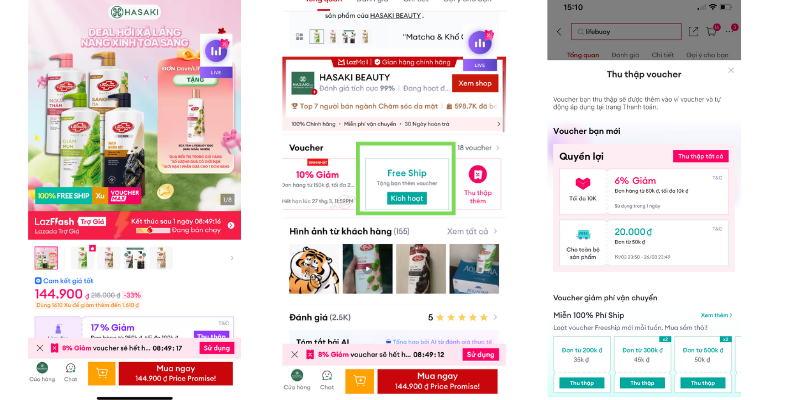cách lấy mã freeship Lazada 2