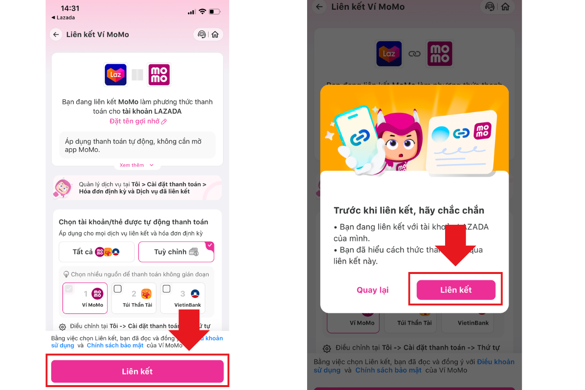 cách liên kết momo với lazada 5
