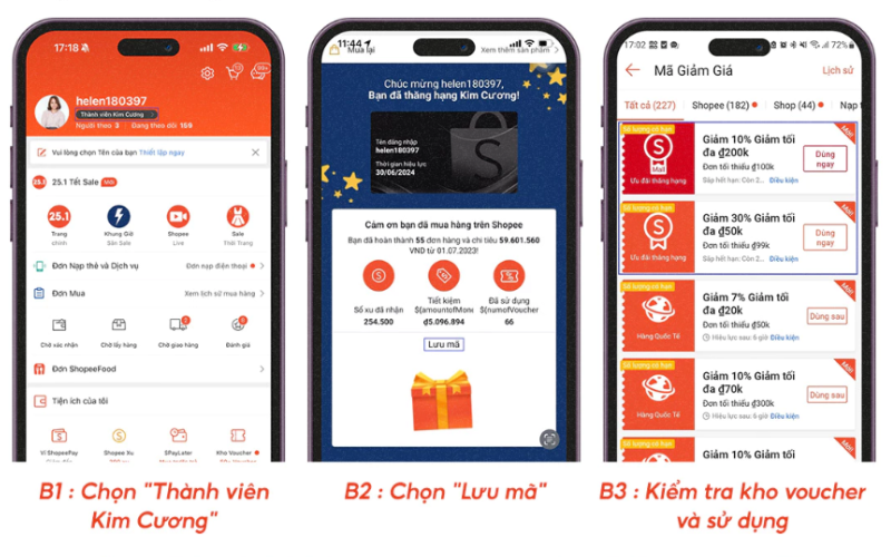 hạng kim cương shopee 2