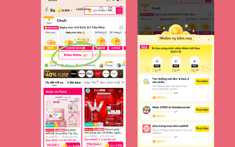 Hướng dẫn kiếm xu Lazada 2