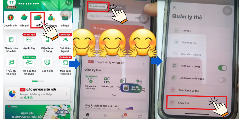 khóa thẻ tín dụng VPbank nhanh