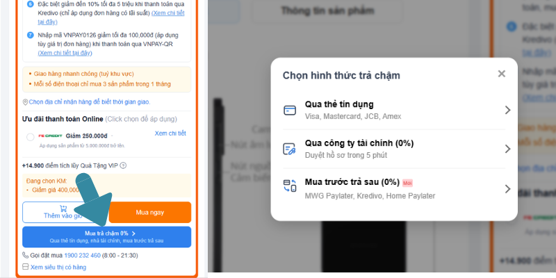 mua điện thoại trả góp thế giới di động 2