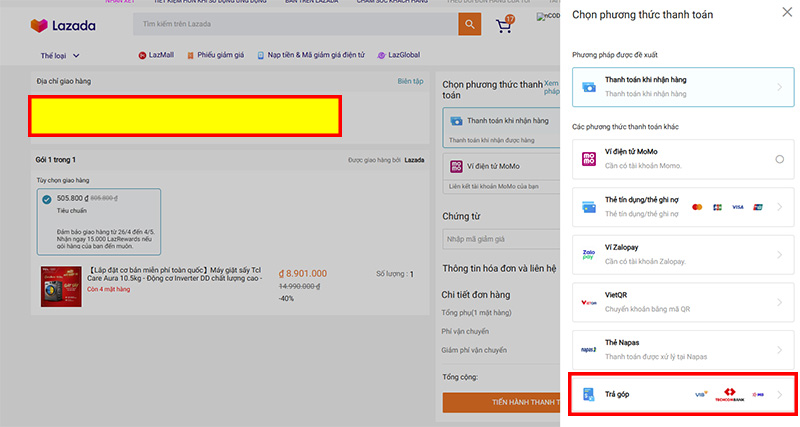 Mua hàng trả góp Lazada 3
