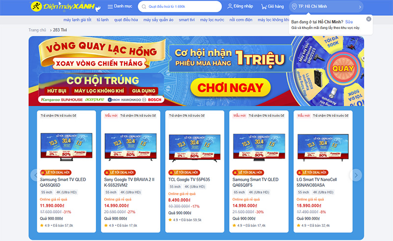 mua tivi trả góp Điện Máy Xanh 4