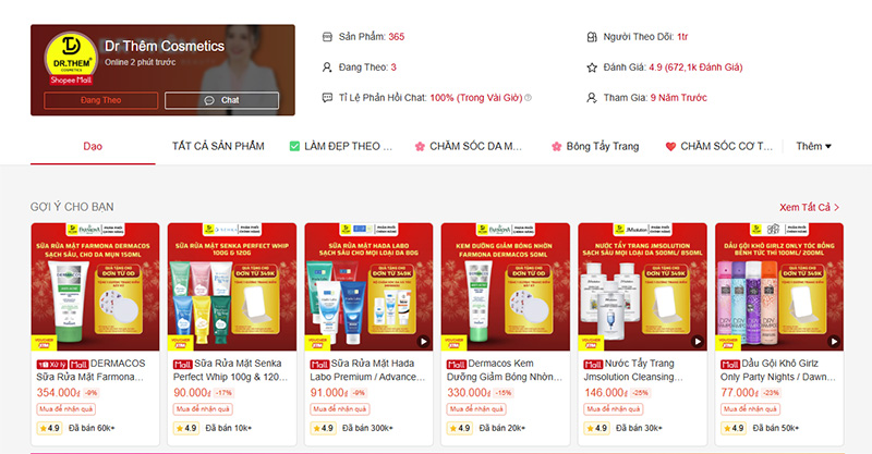 shop bán mỹ phẩm uy tín trên shopee 3