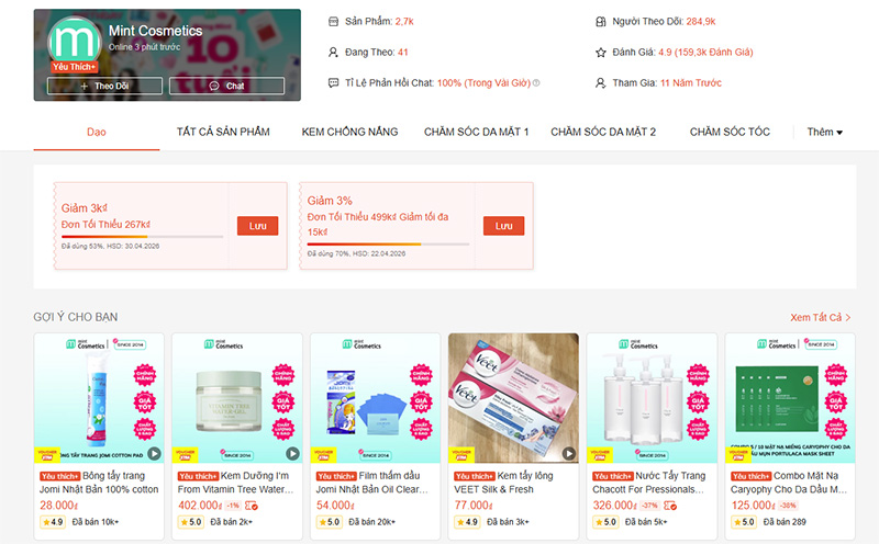 shop bán mỹ phẩm uy tín trên shopee 8