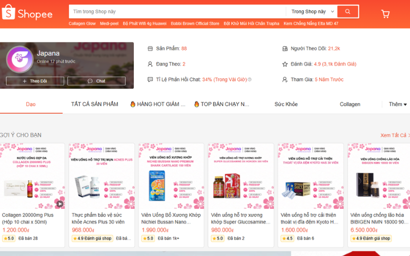 shop bán thực phẩm chức năng japana