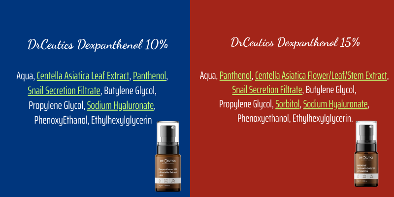 So sánh 2 loại Serum B5 DrCeutics thành phần