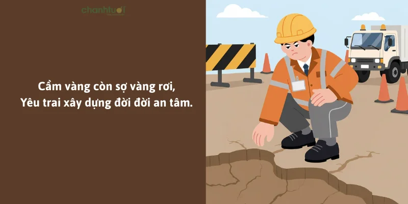Cầm vàng còn sợ vàng rơi,Yêu trai xây dựng đời đời an tâm.