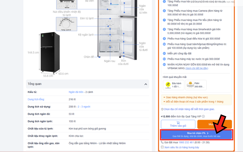 thủ tục mua tủ lạnh Điện Máy Xanh trả góp 1