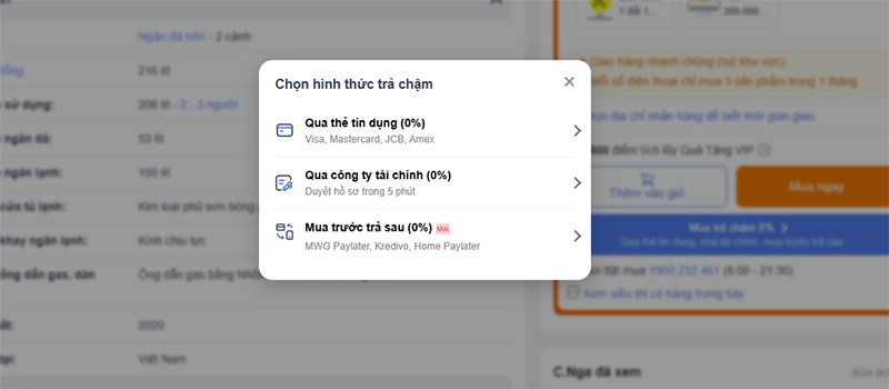 thủ tục mua tủ lạnh Điện Máy Xanh trả góp 2