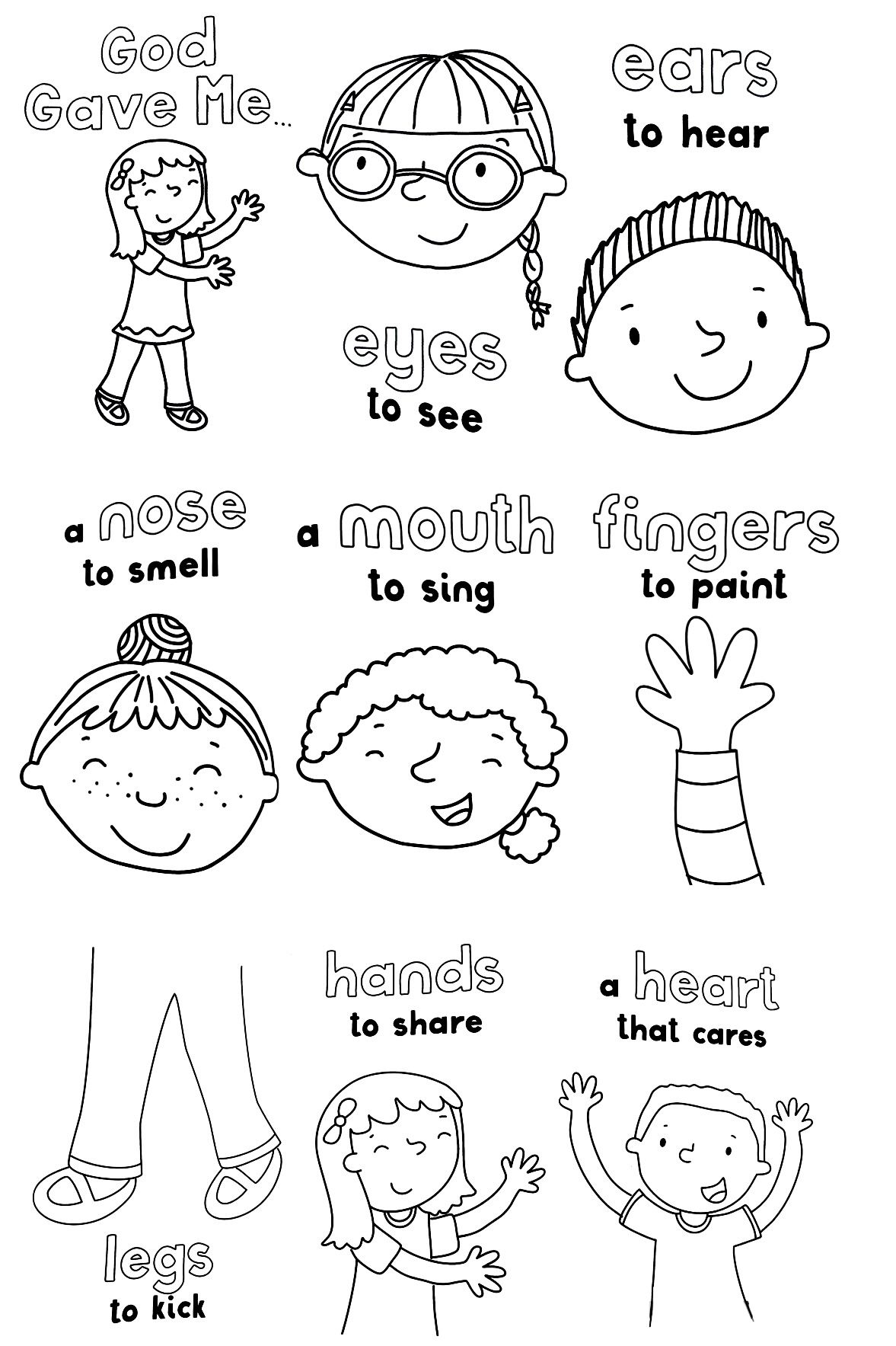 tranh tô màu các bộ phận trên cơ thể 10