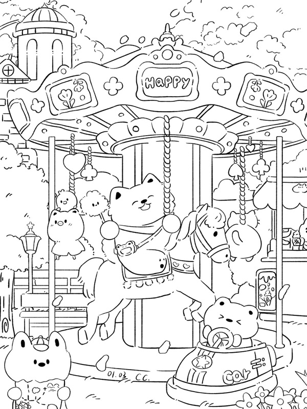 tranh tô màu đu quay 17