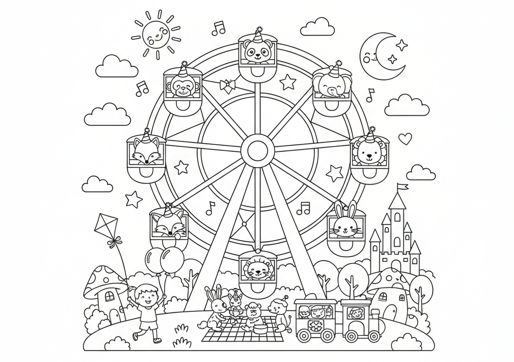 tranh tô màu đu quay 21