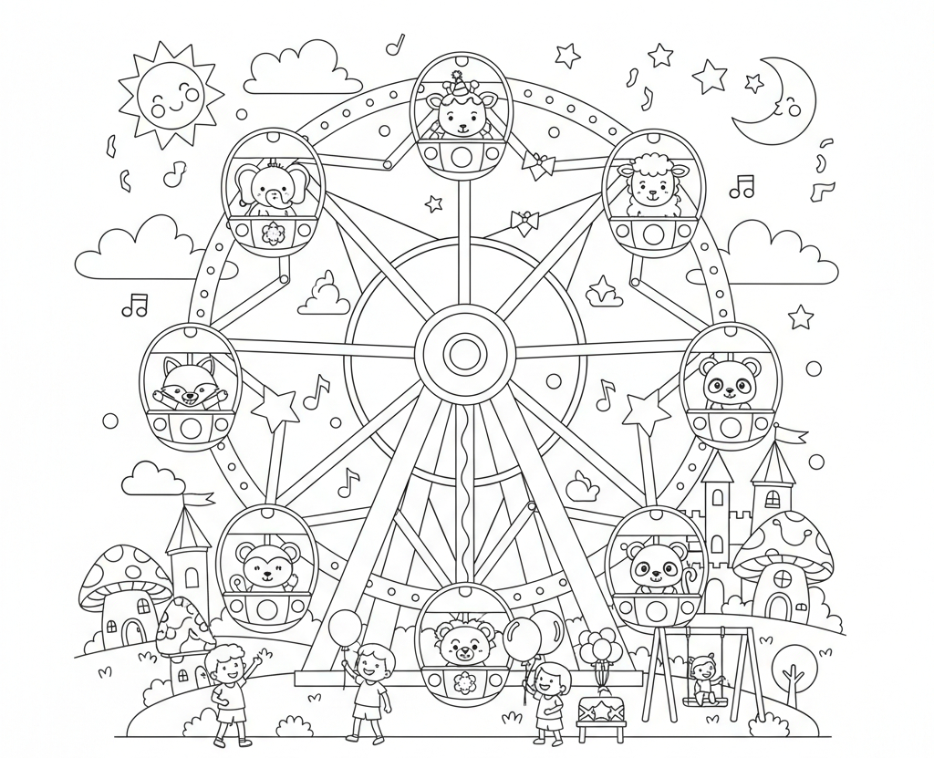 tranh tô màu đu quay 22