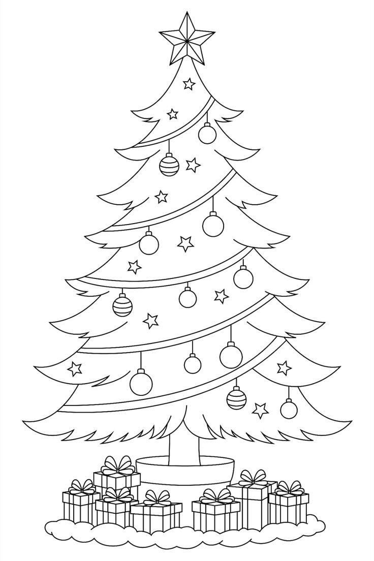 tranh tô màu giáng sinh cây thông 2
