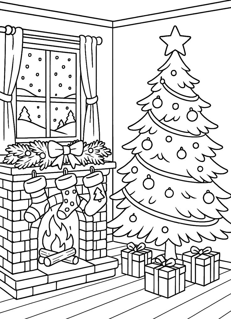 tranh tô màu giáng sinh cây thông 4