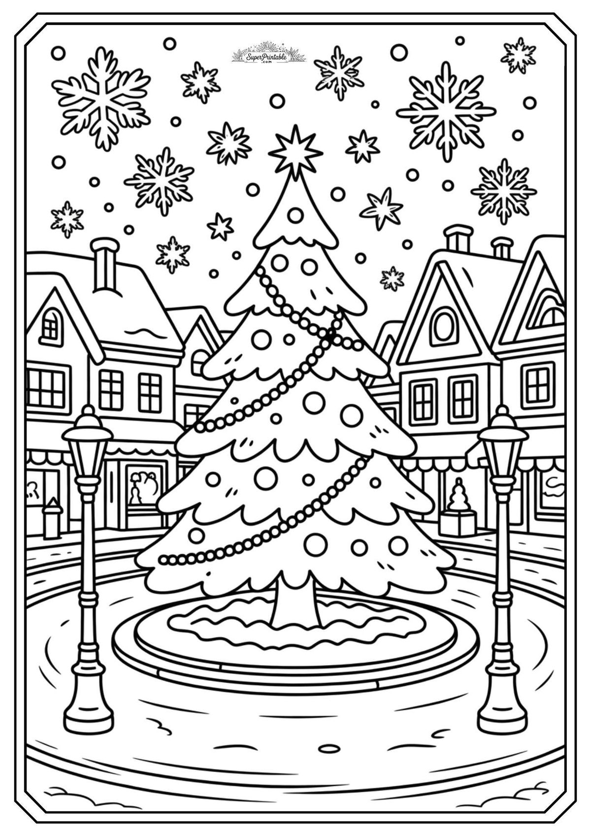 tranh tô màu giáng sinh cây thông 5