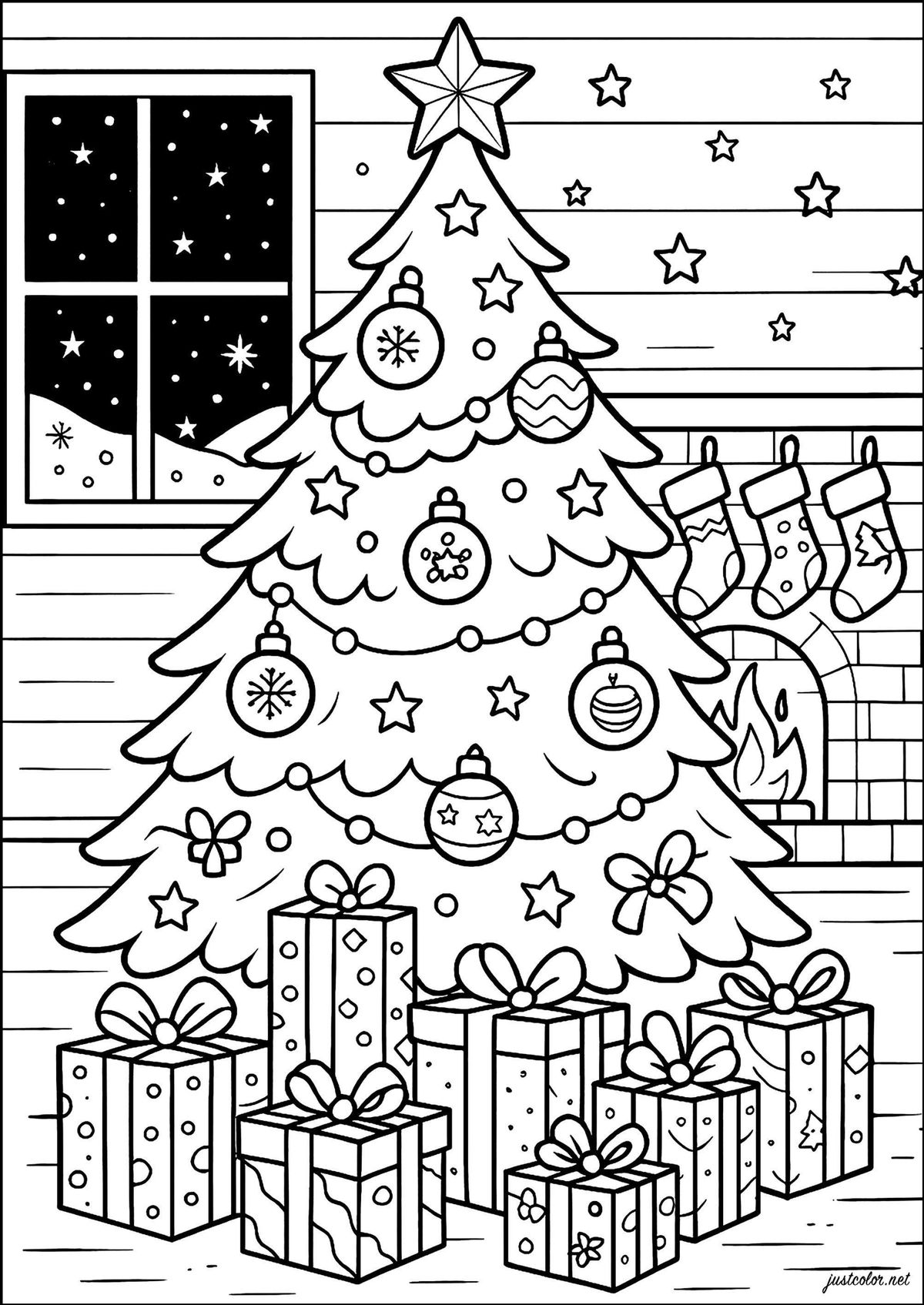 tranh tô màu giáng sinh cây thông 6