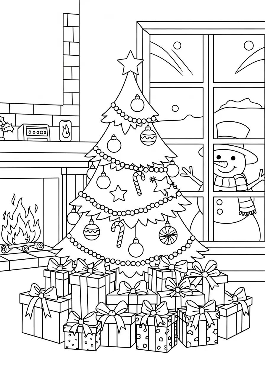 tranh tô màu giáng sinh cây thông 7