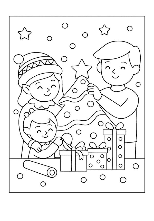 tranh tô màu giáng sinh cây thông 8