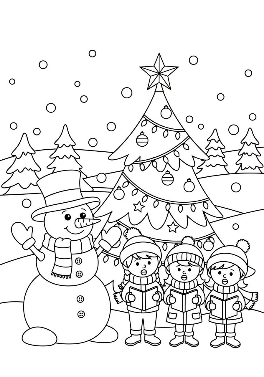 tranh tô màu giáng sinh người tuyết 4