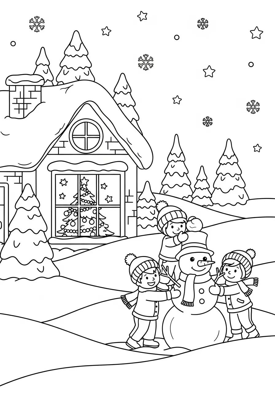 tranh tô màu giáng sinh người tuyết 5